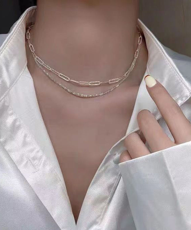 Collier élégant en argent sterling et champagne en deux parties PO016