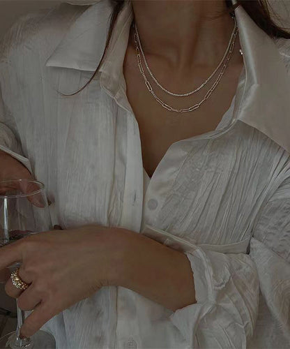 Collier élégant en argent sterling et champagne en deux parties PO016