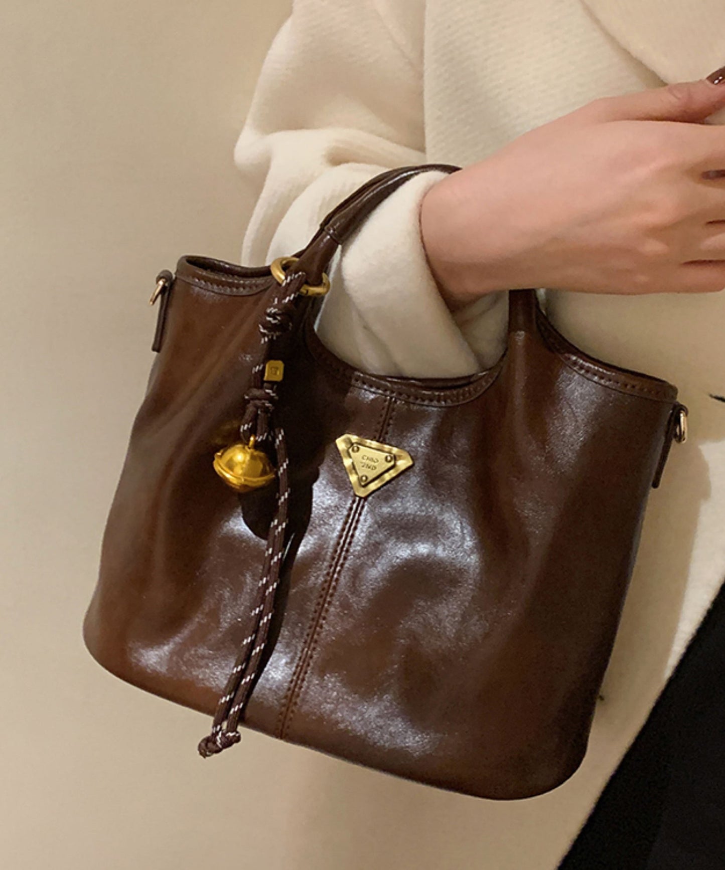 Faux Durable Tote Solid Colorblock Handtasche Leder Classy