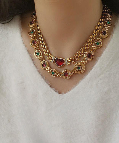 Collier élégant en cuivre doré avec glaçure colorée ajourée GH1008