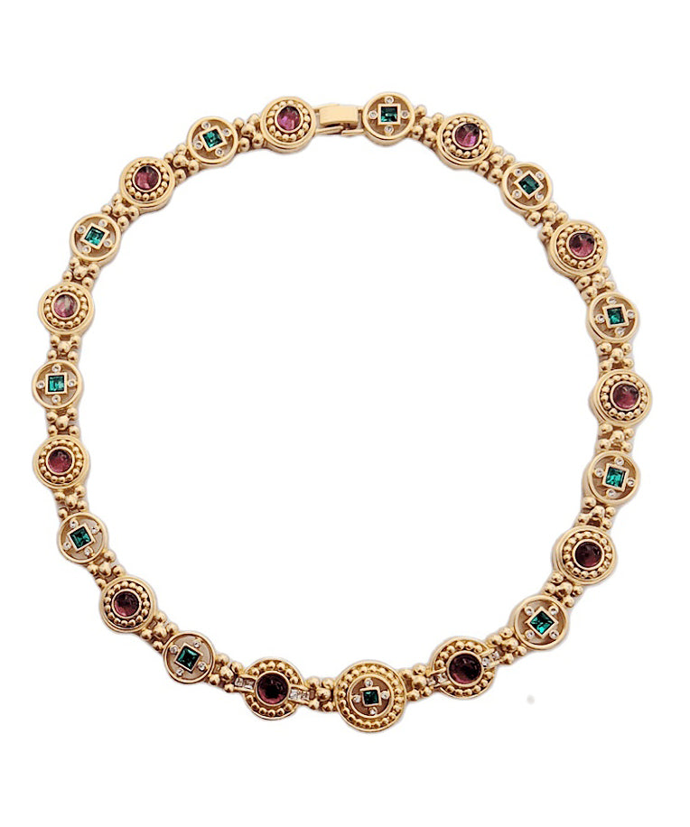 Collier élégant en cuivre doré avec glaçure colorée ajourée GH1008