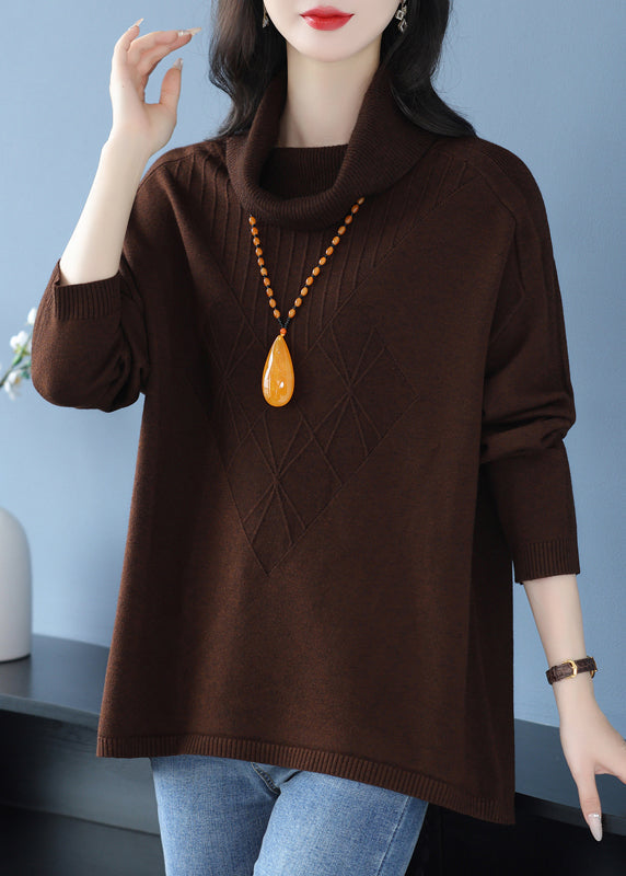 Edler grüner Hign Neck Dicker Wollpullover Winter RL030