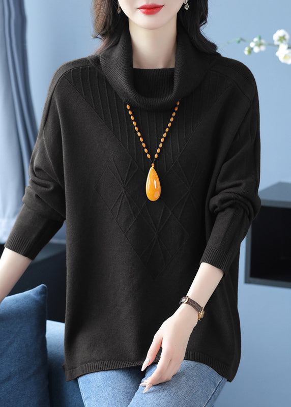 Edler grüner Hign Neck Dicker Wollpullover Winter RL030