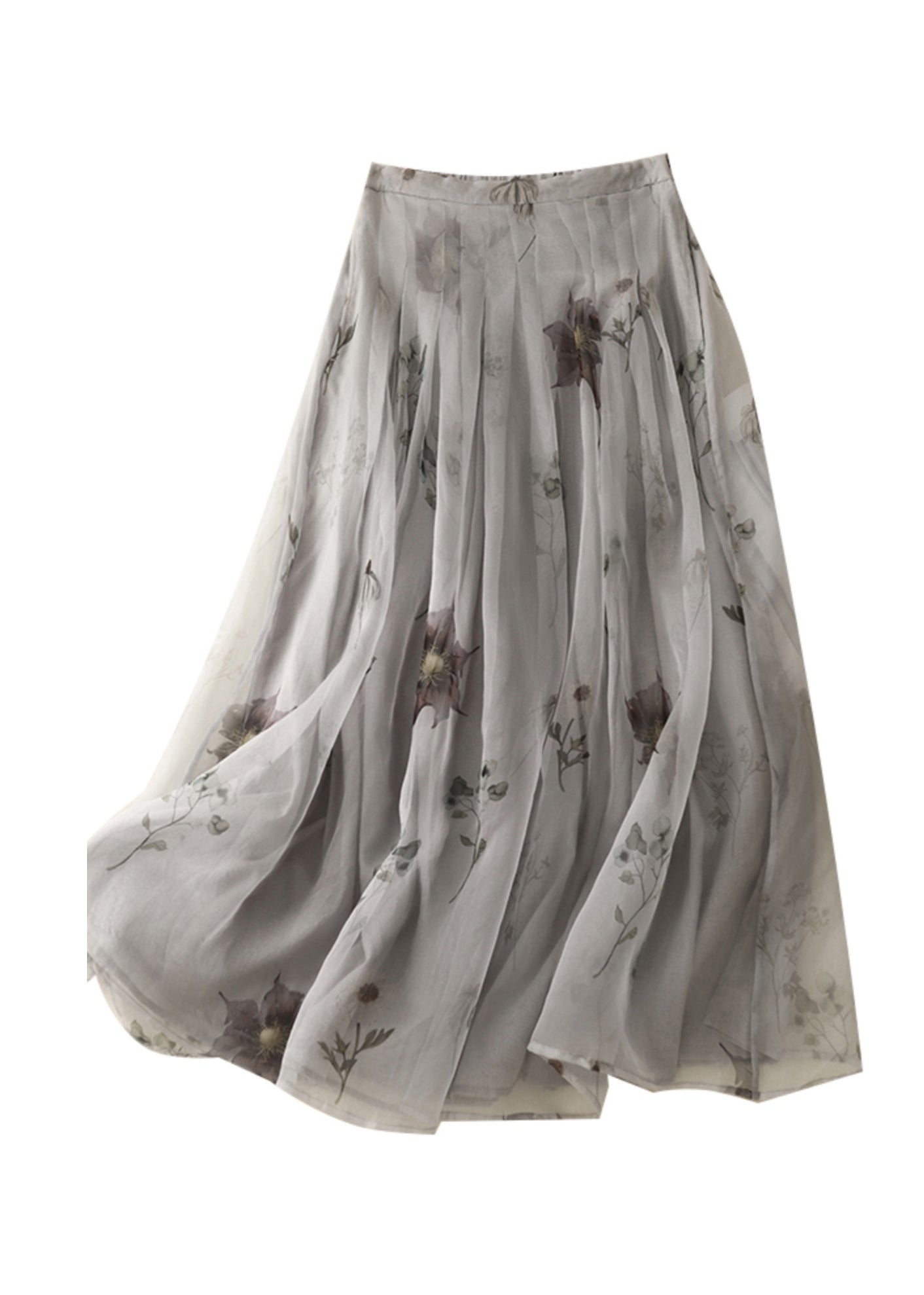 Classy Grey Print High Waist Tulle A Line Skirt Summer AM1053