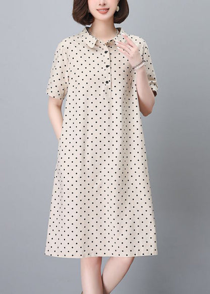 Mid Pan Sommer Baumwolle Pring Peter Classy Navy Kleid Dot Kragen