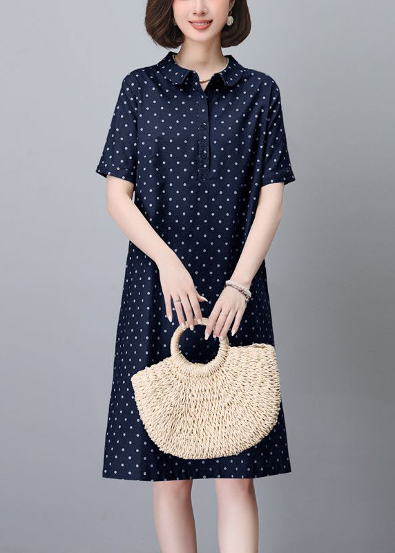 Cotton Pan Navy Edles Sommerkleid mit Kragen und Punkten, Peter Mid Pring