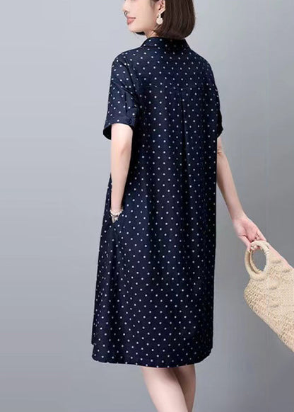 Cotton Pan Navy Edles Sommerkleid mit Kragen und Punkten, Peter Mid Pring