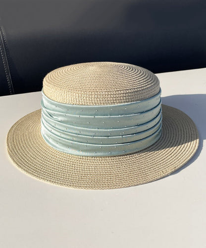 Hat Woven Straw Zircon Satin Purple Cloche Classy