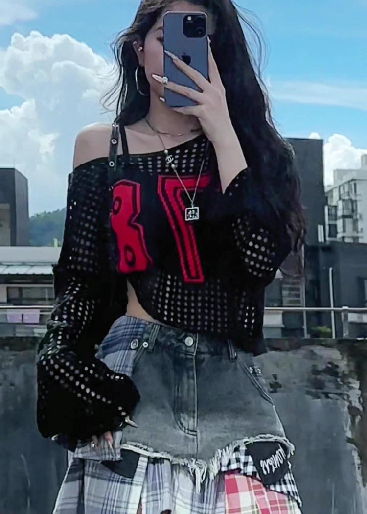 Gestickte Hohl Classy Sommer Tops Out Gelb Strick