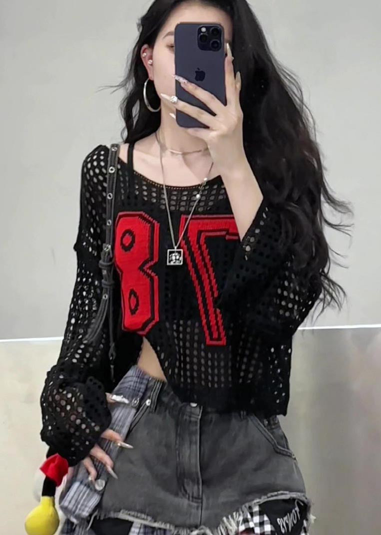 Gestickte Hohl Classy Sommer Tops Out Gelb Strick