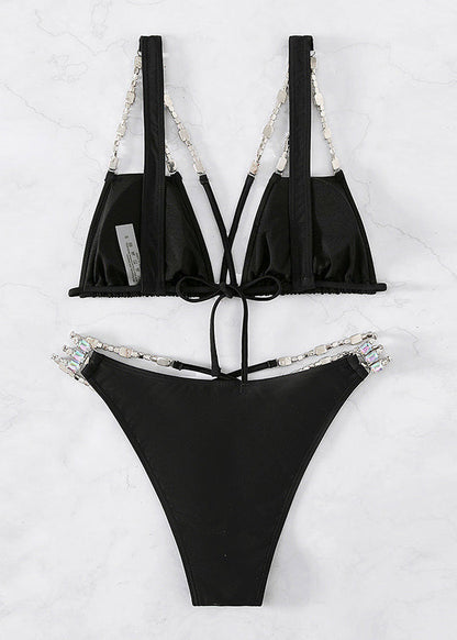 Lingerie Club Zirkonia Rückenfreies Set in Schwarz