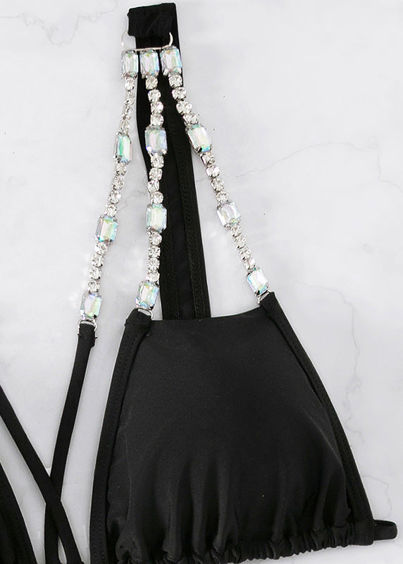 Lingerie Club Zirkonia Rückenfreies Set in Schwarz