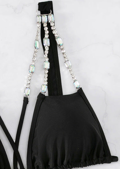 Lingerie Club Zirkonia Rückenfreies Set in Schwarz