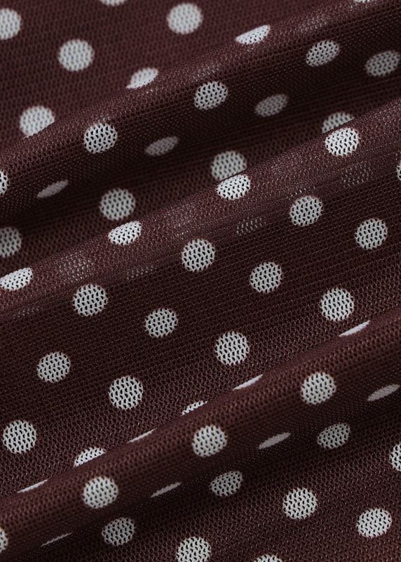 Trägerloses Baumwoll-Top mit Punkten in Kaffeebraun