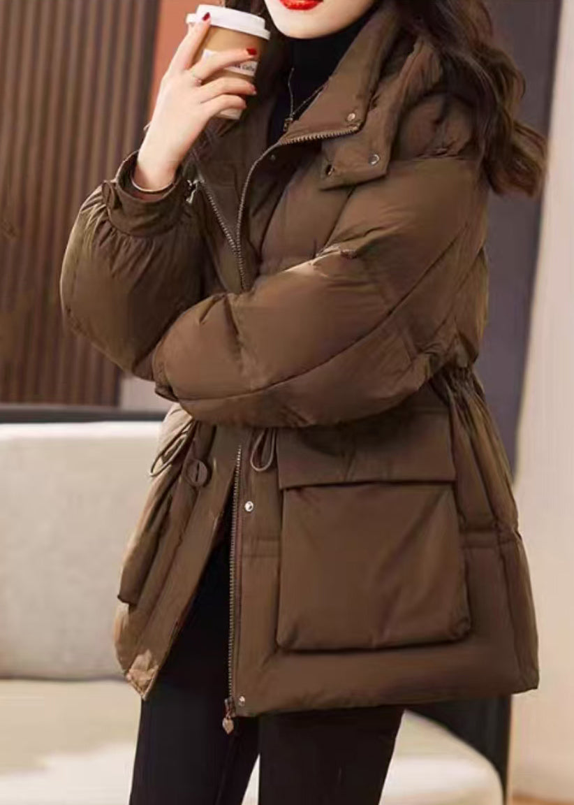 Kaffee Taschen Feine Baumwolle Gefüllt Witner Jacke Kordelzug Winter TD036