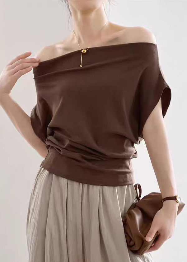 Kaffee Solide Kalt T Shirts Sommer Schulter Baumwolle