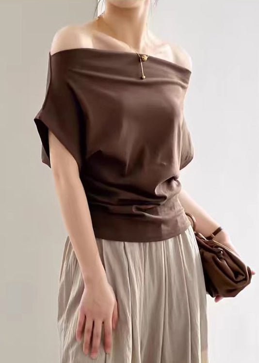 Kaffee Solide Kalt T Shirts Sommer Schulter Baumwolle