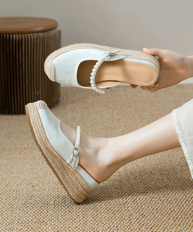 Comfortable Apricot Nail Bead Splicing Platform Slide Sandals YC003