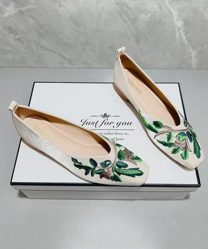 Füße Grün Licht Schuhe Bestickt Spleißen Bequeme Flache