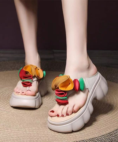 Flops Faux Schwarz Spleißen Bequeme Flip-Plateau Floral