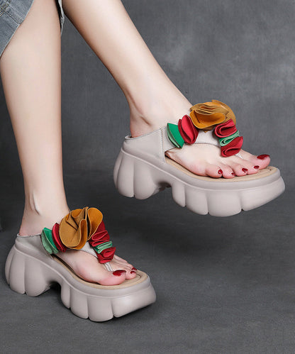 Flops Faux Schwarz Spleißen Bequeme Flip-Plateau Floral