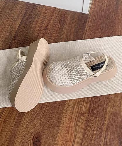 Sandales confortables à plateforme en maille respirante beige AP1049