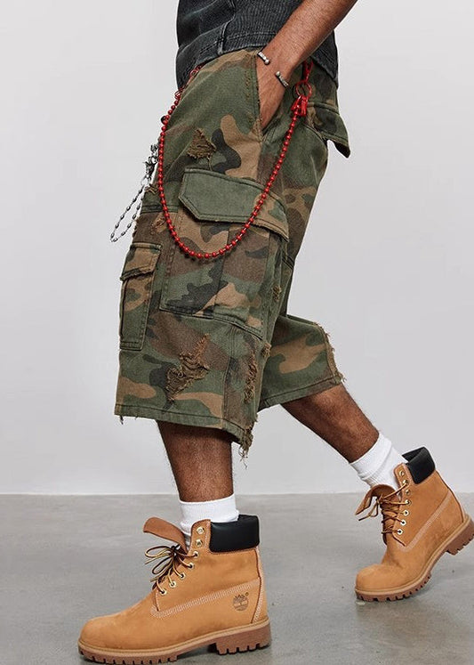 Pantalon camouflage taille haute pour homme, poches en coton, coupe décontractée