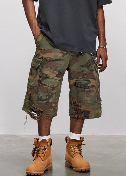 Pantalon camouflage taille haute pour homme, poches en coton, coupe décontractée
