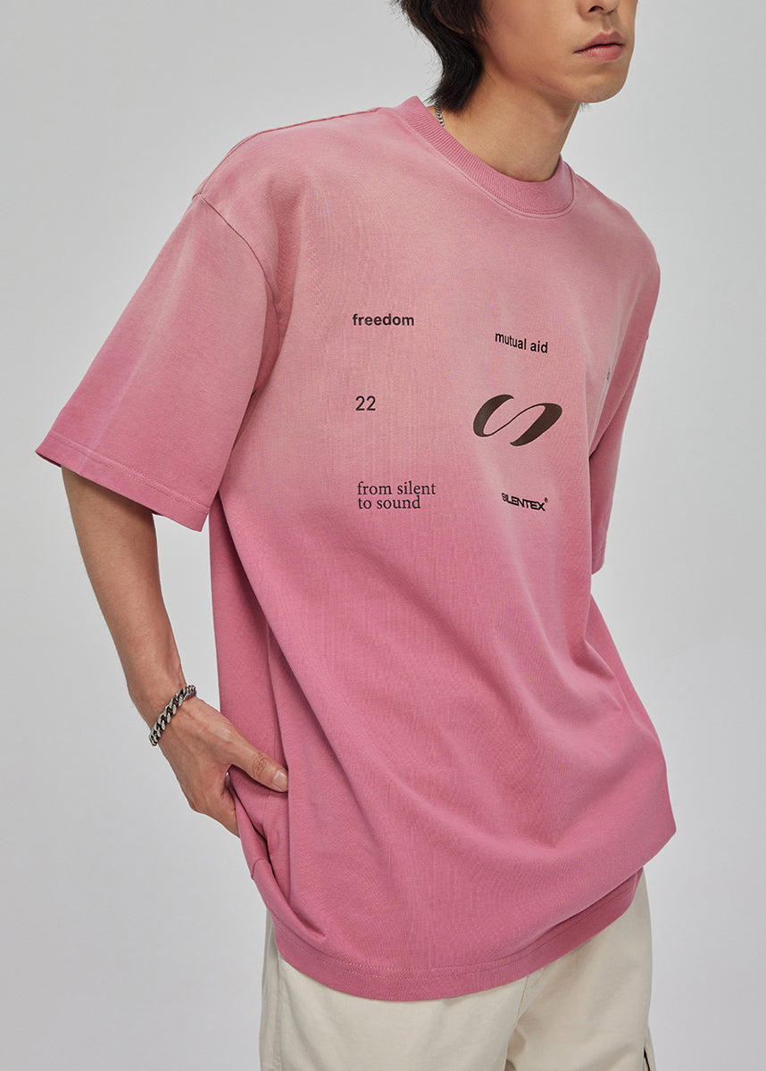 Cool Gradient Pink O Neck Print Cotton T Shirt Men Casual Clothing Summer WA003