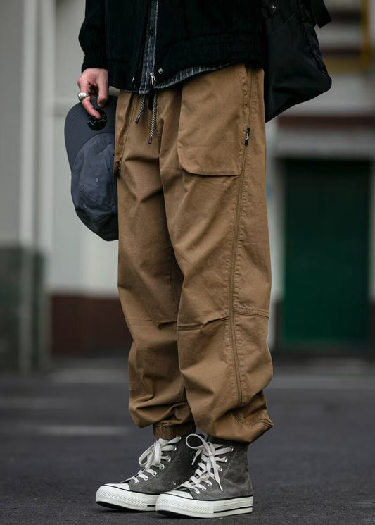 Pantalon homme en coton kaki à taille élastique et poches Cool Beam