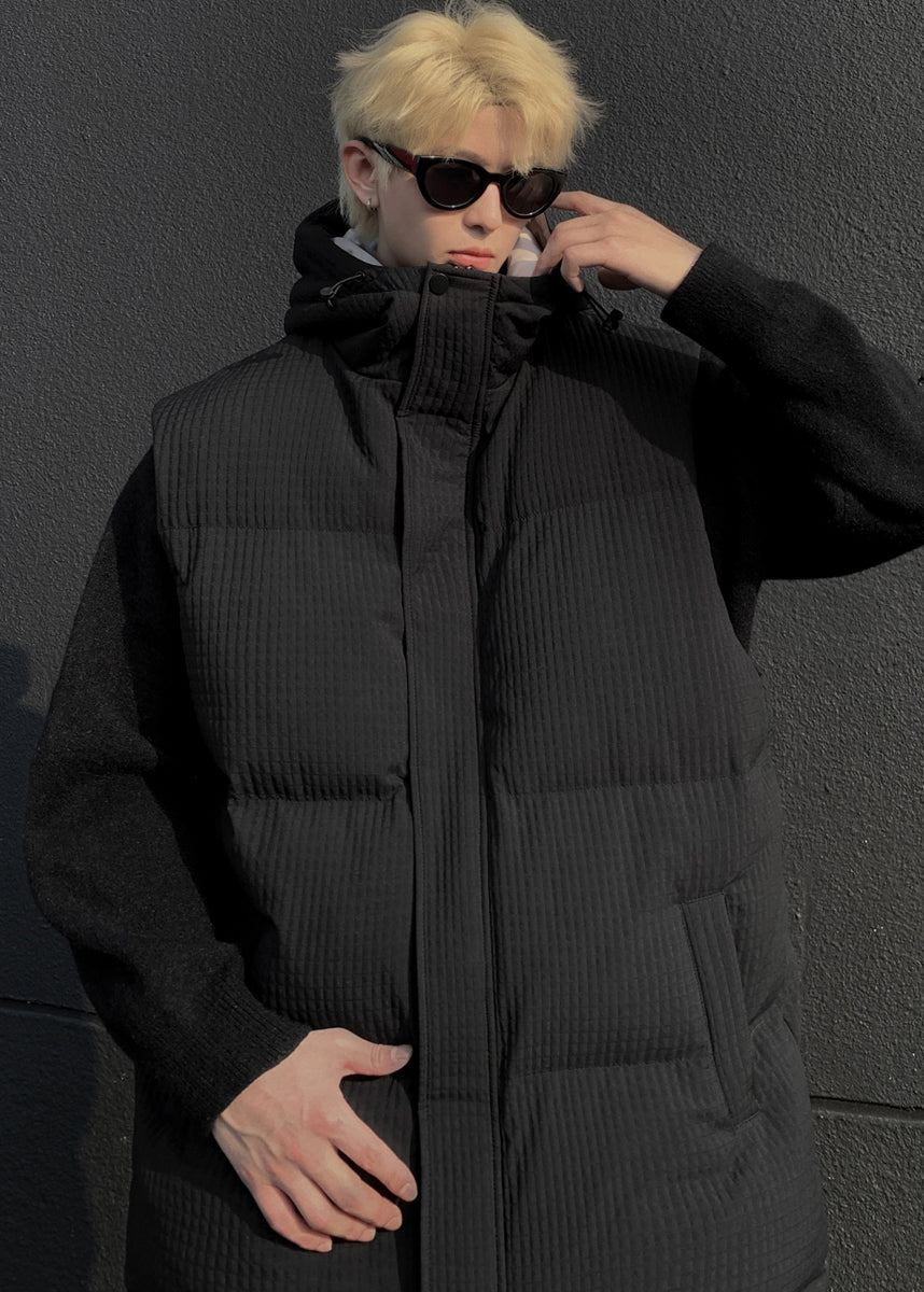 Coole weiße Kapuzenweste mit feiner Baumwollfüllung für Herren, Winter TK027