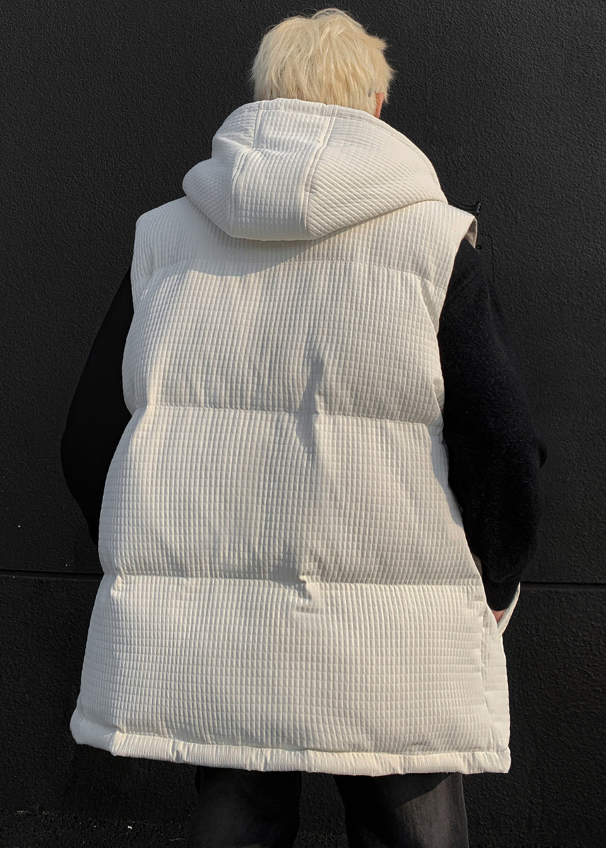 Coole weiße Kapuzenweste mit feiner Baumwollfüllung für Herren, Winter TK027