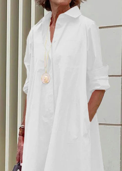 Lange Grenze Einfache Lose Peter frauen Weiß Pan Kragen Kreuz