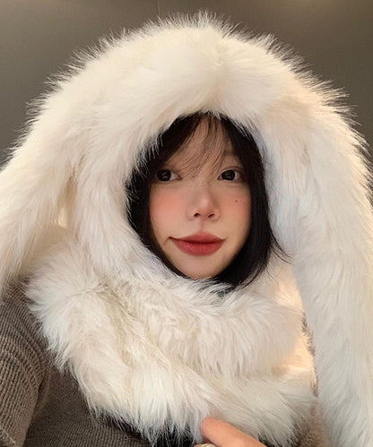 Süße, flauschige, dicke, warme Ohrenschutzmütze und Schal in einem WB019