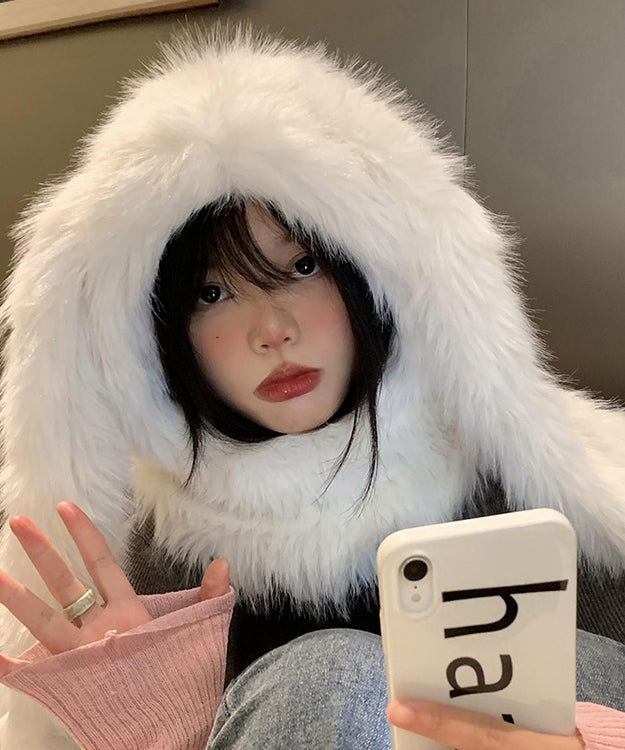 Süße, flauschige, dicke, warme Ohrenschutzmütze und Schal in einem WB019