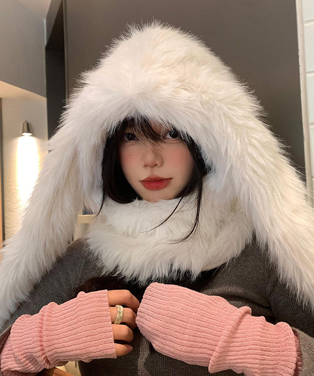 Süße, flauschige, dicke, warme Ohrenschutzmütze und Schal in einem WB019