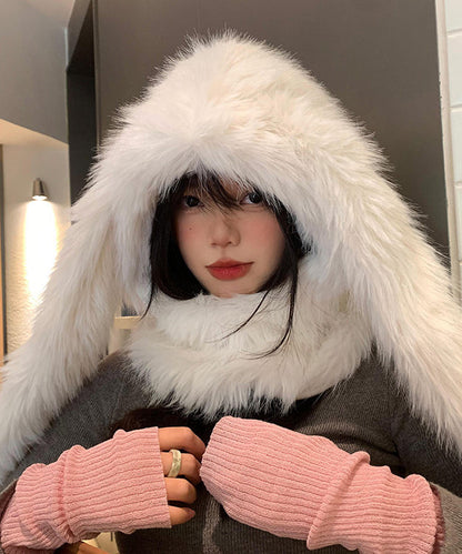 Süße, flauschige, dicke, warme Ohrenschutzmütze und Schal in einem WB019