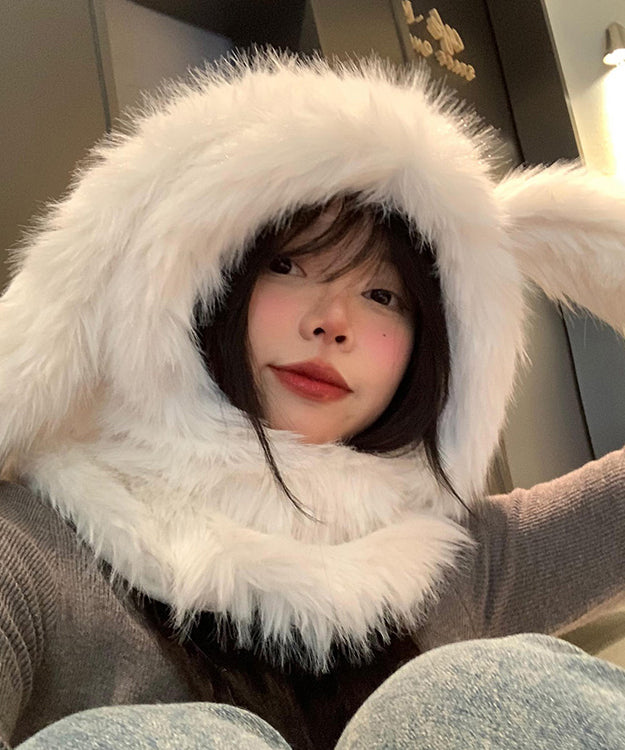 Süße, flauschige, dicke, warme Ohrenschutzmütze und Schal in einem WB019