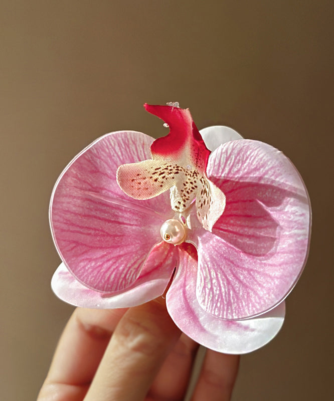 Cute Pink Alloy Pearl Floral Hairpin QD044