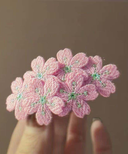 Jolie épingle à cheveux rose brodée en tricot floral