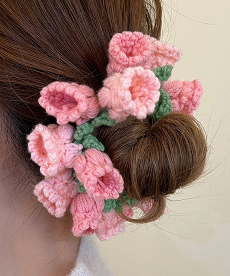 Süßes rosa gestricktes Maiglöckchen-Haarband aus Baumwollfaden YD045