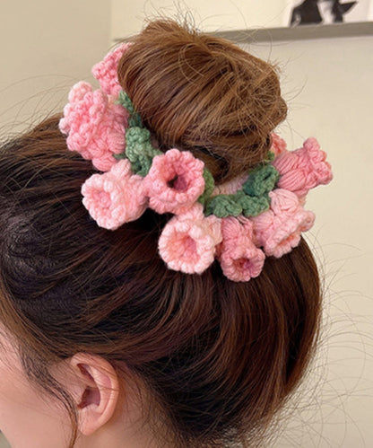 Süßes rosa gestricktes Maiglöckchen-Haarband aus Baumwollfaden YD045