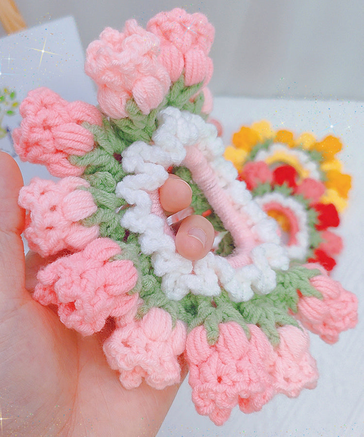 Süßes rosa gestricktes Maiglöckchen-Haarband aus Baumwollfaden YD045
