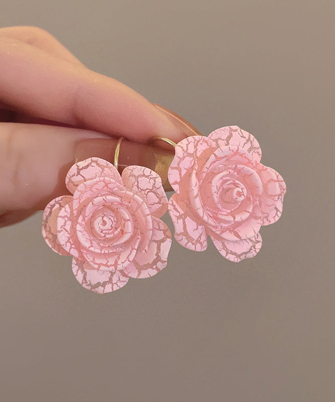 Niedliche Creolen aus Sterlingsilber mit Rosenharz, Rosa, YX012