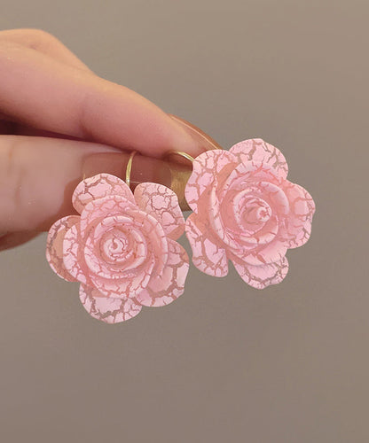 Niedliche Creolen aus Sterlingsilber mit Rosenharz, Rosa, YX012