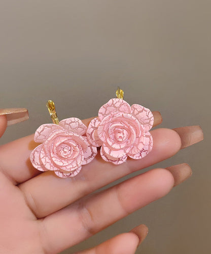 Niedliche Creolen aus Sterlingsilber mit Rosenharz, Rosa, YX012