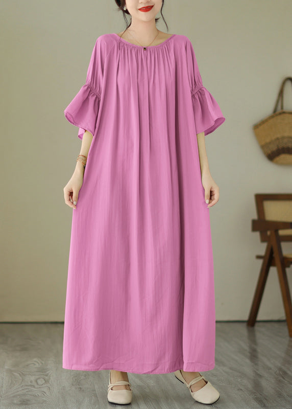 Süßes rosa Maxikleid mit Taillenschnürung für den Sommer GH1067