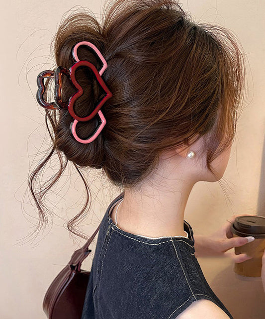 Out Pink Red Hairpin Love Cute Hollow Acrylic