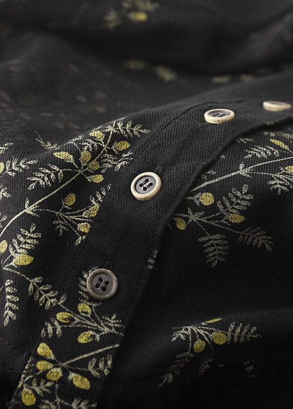 Print Maxi Frühling Leinen DIY Kleider Schwarz Übergroß