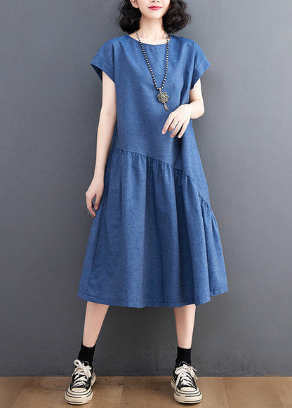 Urlaub Patchwork Navy Kleid Sommer DIY Asymmetrische Denim
